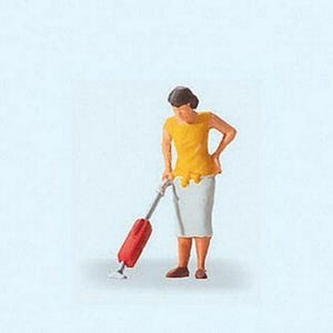 Preiser 28141 HO Scale People At Home -- Woman w/Vacuum Cleaner