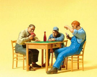 Preiser 45141 Escala G Deportes y Recreación 3 hombres sentados a la mesa