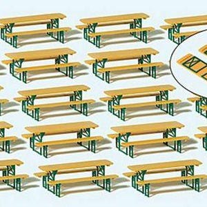 Preiser 24707 HO Scale Beer Garden Tables/Benches Kit - pkg(20)