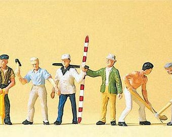 Preiser 10030 HO Scale Road Construction Workers Figures (6)