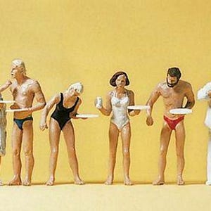 Preiser 10424 HO Scale Recreation & Sports -- Sunbathers Eating pkg(6)