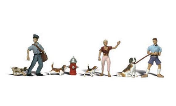 Woodland Scenics 2768 O Scenic Accents People (3) Dogs (4