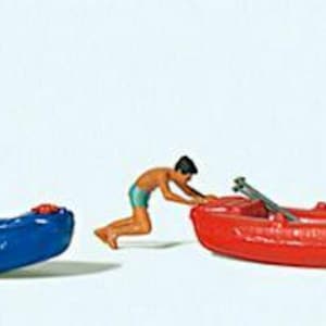 Preiser 10705 HO Scale Youths w/Boats -- 4 People & 2 Boats