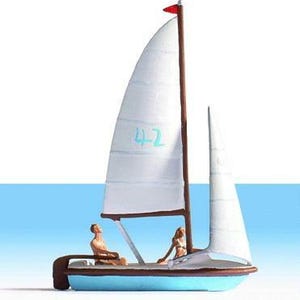 Noch 16824 HO Scale Sailboat - Assembled -- w/2 Figures