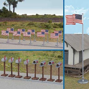 Walthers SceneMaster 949-4171 HO Flags & Mailboxes 48-Star