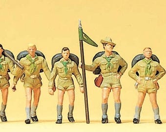 Preiser 10260 HO Scale Boy Scouts Figure Set pkg(6)