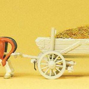 Preiser 30474 HOスケール 馬車式肥料運搬車（運転手、積荷付き