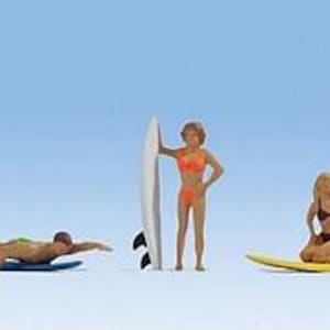 Noch 15853 HO Scale Surfers with Surfboards -- pkg(5)