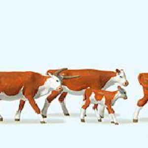 Preiser 10159 HO Scale Riding Cowboy and 5 Longhorn Cattle