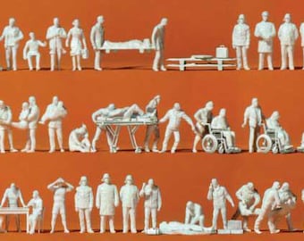 Preiser 16362 HO Scale Emergency Workers and Patients Unpainted