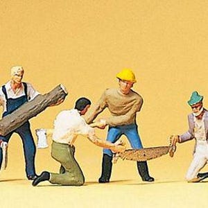 Preiser 10042 HO Scale People Working -- Lumberjacks pkg(6)