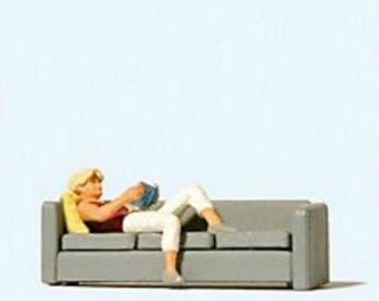 Preiser 28179 HO Scale Recreation & Sports Woman Reading on Sofa