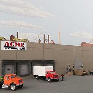 Walthers Cornerstone 4071 HO Concrete Warehouse Background