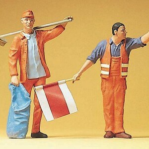 Preiser 45008 G Highway Workers Sweeper & Flagman