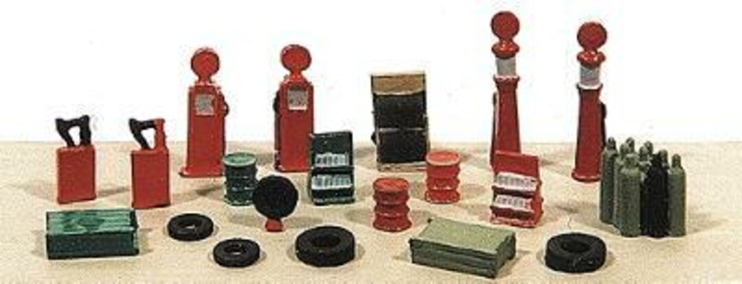 Railway Express Miniatures 2181 N Scale Deluxe Gas Station Detail Set ...
