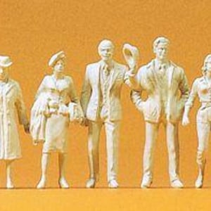 Preiser 63000 I Scale Unpainted Figures -- Standing Passengers & Passers-By