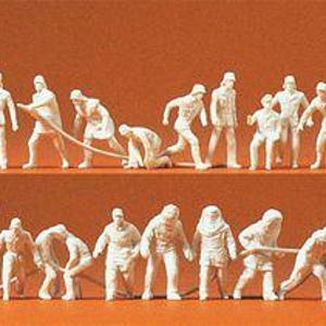 Preiser 16329 HO Scale Unpainted Figure Set Firemen w/Accessories