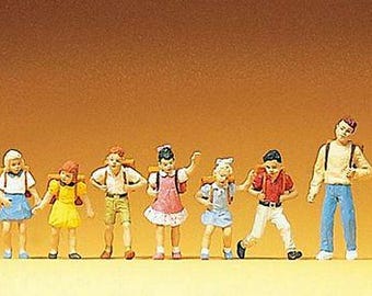 Preiser 10181 HO Scale School Children pkg(7)
