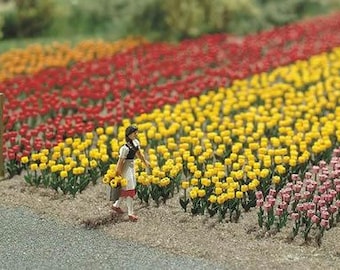 Tulipas Busch 1206 em escala HO -- Pacote com 120 cores variadas