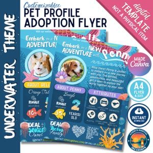 Underwater Theme Editable Pet Profile Adoption Flyer Template