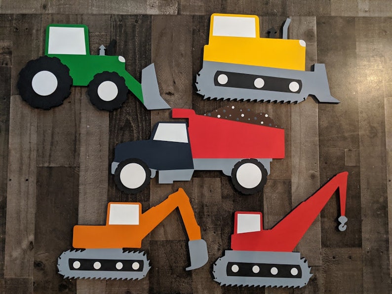 Custom Boys Construction Vehicle Wall Decor Set Boys Truck Etsy