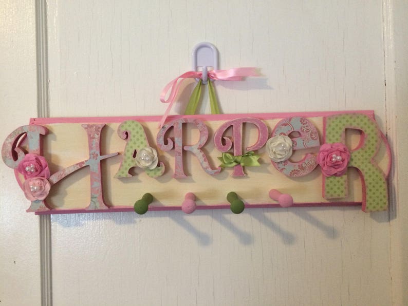 Custom Kids Name Sign Peg Rack Nursery Wall Letters Name Etsy