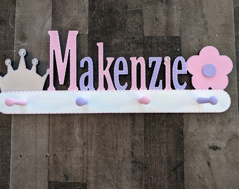 Personalized Coat Rack - Girls Personalized Coat Rack - Wall Peg - Custom Hanger - Princess Themed Coat Rack - Crown Themed Coat Rack