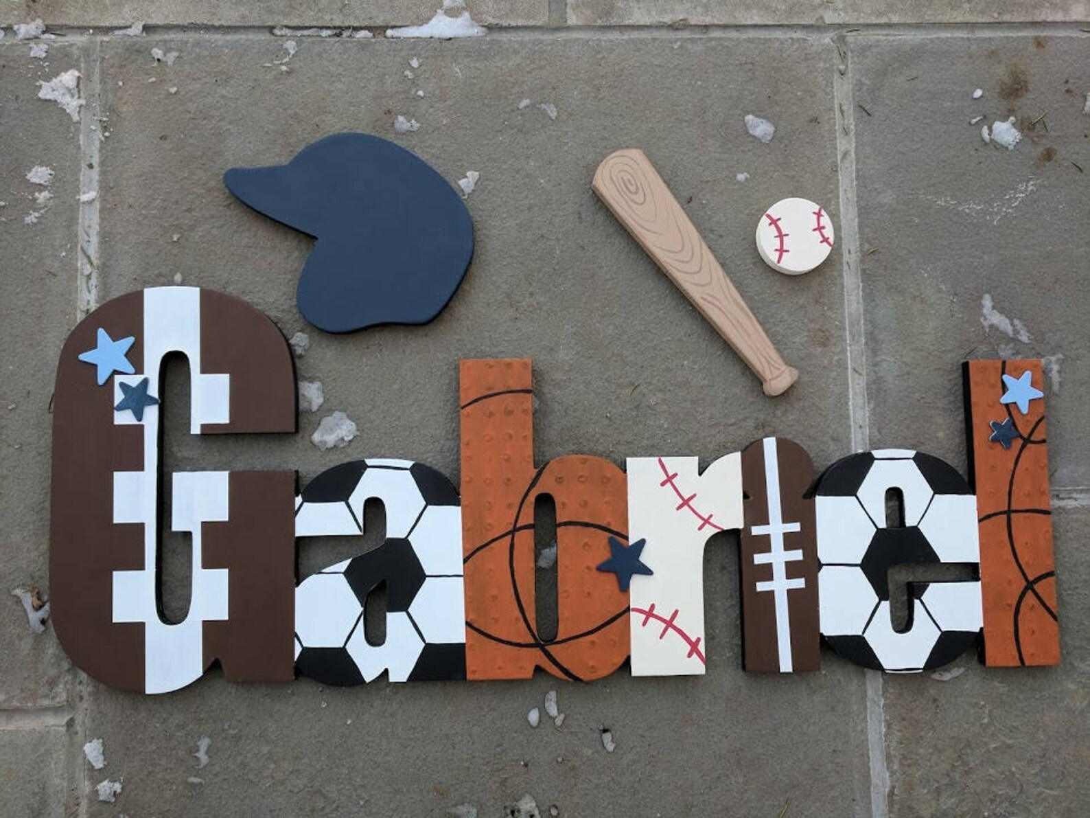 Custom Boys Sports Themed Name Sign Set Nursery Wall Letters Etsy