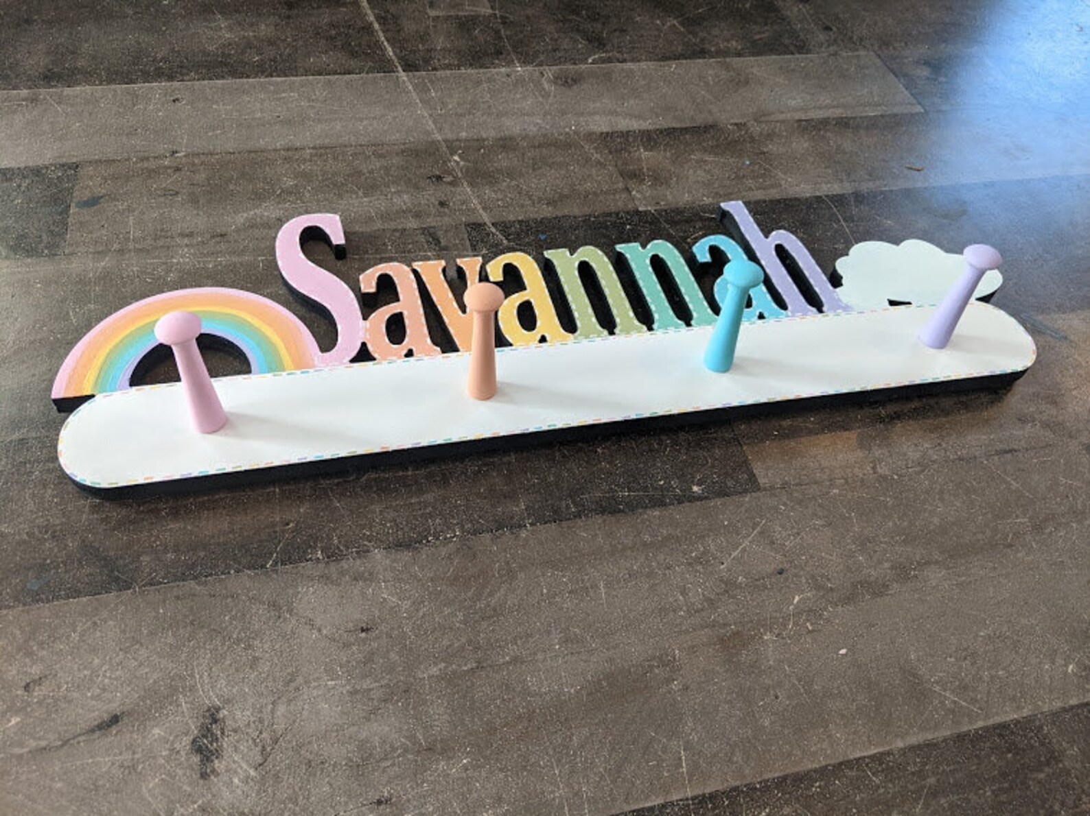 Personalized Rainbow Coat Rack Girls Personalized Coat Rack Etsy