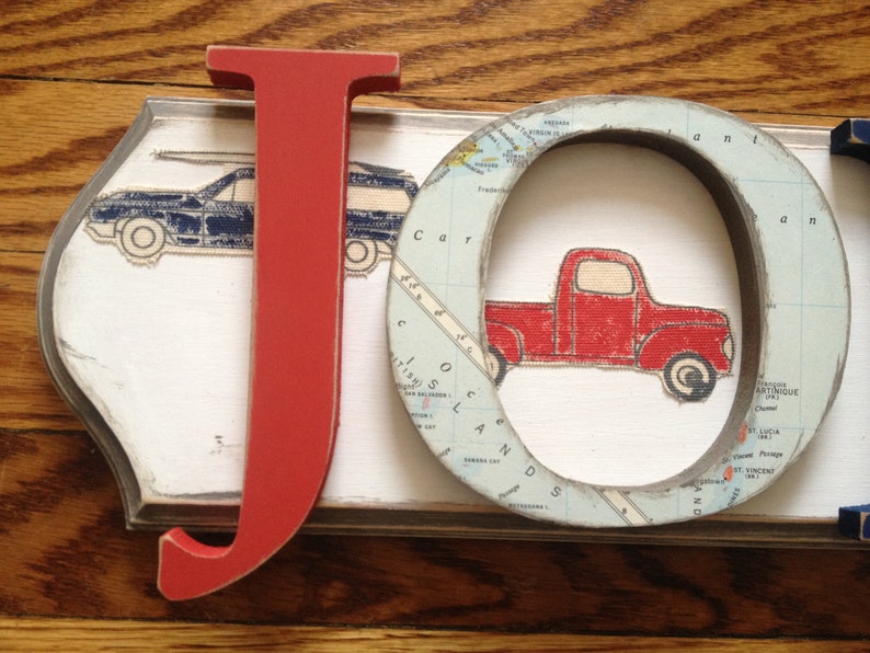 Boys Custom Hand Painted Car Name Sign Boys Vintage Cars Etsy