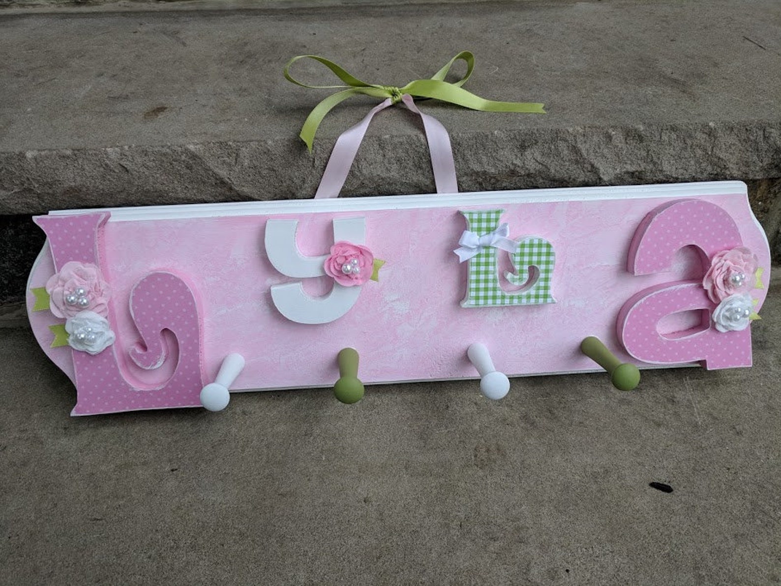 Custom Kids Name Sign Peg Rack Nursery Wall Letters Name Etsy
