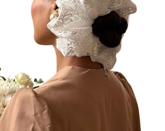 Lace Trim Ruffle Scrunchie Soft Handmade Cotton Hair Tie