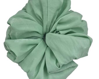 Mint Green Cotton Ruffle Scrunchie Thick Hair Buns