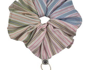 Striped Cotton Ruffle Scrunchie Thick Hair Buns