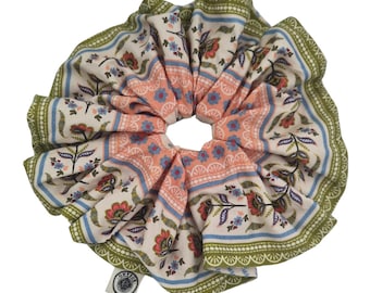 Multicolor Cotton Ruffle Scrunchie Everyday Hair