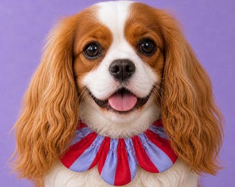 Red Lilac Stripe Dog Collar Bow Tie