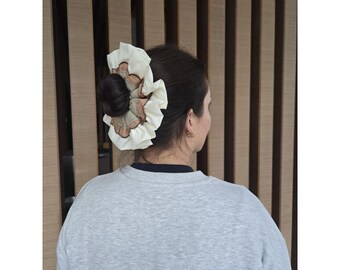 Soft Cotton Ruffle Scrunchie Thick Hair Buns Style