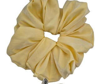 Yellow Cotton Ruffle Scrunchie for Ponytails