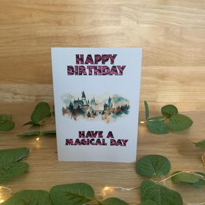 Magical Birthday Card – Personalised with Name – Wizard Castle Fantasy Card – Custom Birthday Greeting