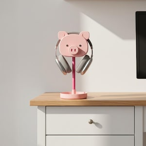 Piggy Headphone Stand: Desk Organizer, Trinket Tray