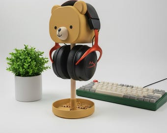 Little Bear Headphone Stand: Desk Organizer, Jewelry Trinket Tray