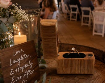Handcrafted Oak Ring Box – Magnetic Lid – Proposal, Engagement & Wedding Keepsake – Rustic Wooden Ring Holder Premium Hand Finished Heirloom