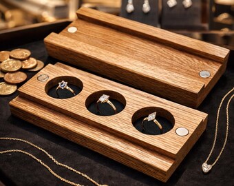 Handmade Oak Keepsake Box - Sliding Dovetail Lid Ring - Coin Organizer - Rustic Wooden Gift & Wedding Keepsake