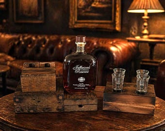 Limited Heritage Barn Wood Coaster Dock + Heritage Flight Block Bundle – Reclaimed Barn Beam Barware Gift for Him