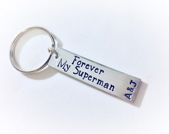 Father/'s day gifts Superman keychain Custom daddy keyring Personalized keychain our dad our hero Superman keyring hero gifts for dad