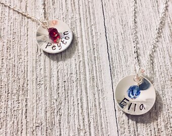 Personalized Name Necklace, Sterling Silver, Hand Stamped, Customized Necklace, Custom, Name Necklace, Silver Name, Birthstone, Personalized