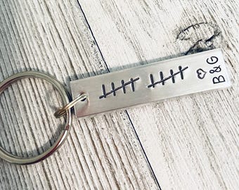 Anniversary, Personalized Keychain, 10th Anniversary, Anniversary Gift, Counting, Tally Marks, Husband, Gift, Number Keychain, Aluminum, man