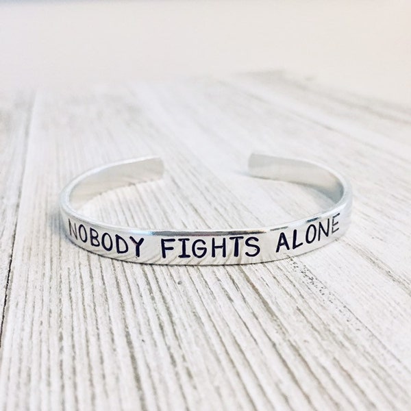 Nobody Fights Alone, You are not alone, You got this,Personalized Bracelet, Anxiety, MS, Crohn's, Cancer, Fighter, MS, Fuck Cancer, RA,Lupus