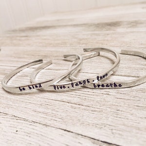 Customized Bracelet, Personalized Bracelet, Stamped Bracelet. Custom, Personalized, Silver Bracelet, Cuff, Band, Thin, Narrow, Silver Cuff