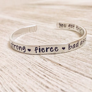 Strong, Fierce, Bad ass, Badass, You got this, Personalized Bracelet, Anxiety, MS, Crohn's, Diabetes, Cancer, Fighter, MS, Fuck Cancer, RA